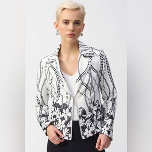 NWOT Joseph Ribkoff Faux Suede Floral Jacket Size L
